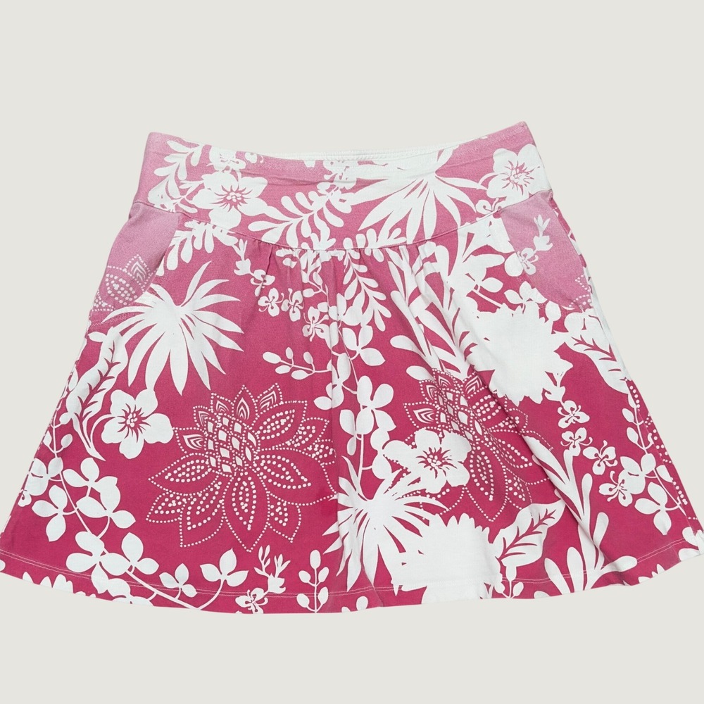 Title Nine Skirt Women's Medium Jersey Pink Floral Organic Cotton A-Line Stretch